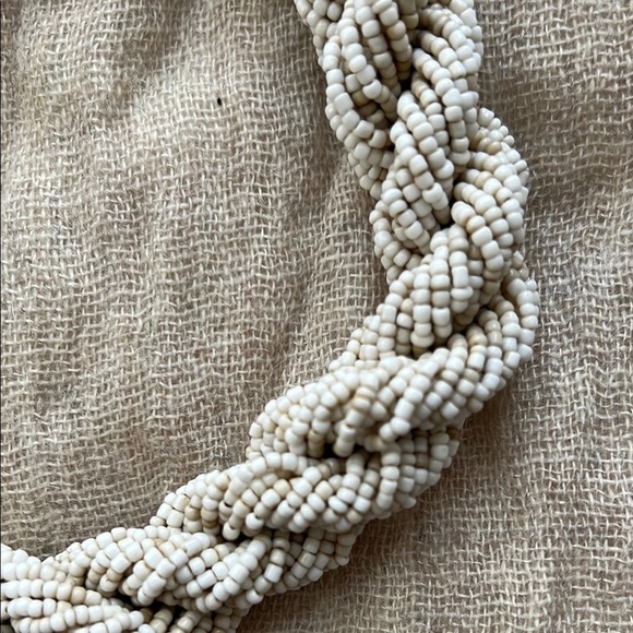 Cream Rope Necklace with Braided Design - Picture 2 of 2